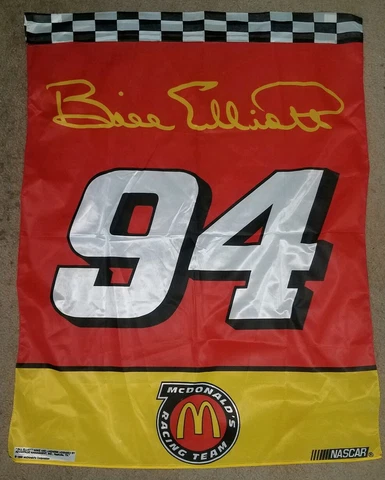 Vintage Bill Elliot McDonalds Racing Flag 1996 USA Made 32in x 41in Nascar RARE Cover