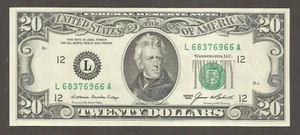 United States of America 20 Dollars 1985; UNC; F-2075L; Jackson; San Francisco - Picture 1 of 2