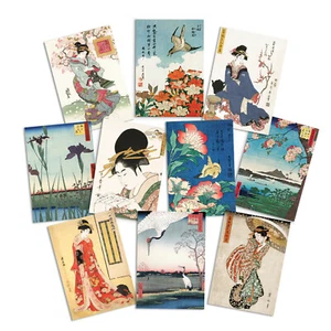 Japanese Ukiyo-e Art Greeting Cards Birthday Card 10 Set Valentines Day Maiko - Picture 1 of 11