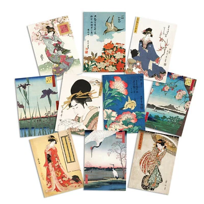 Japanese Ukiyo-e Art Greeting Cards Birthday Card 10 Set Valentines Day Maiko - Image 1 of 4