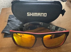 Shimano Polarized Mens Sunglasses UV400 Orange /Case & Cloth Hunting Fishing - Picture 1 of 3