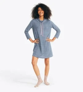 Nautica Quarter Sleeve Blue Striped Sleep Lounger, NEW, Women's Size XL - Picture 1 of 5