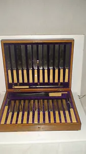 HENRY ROGERS SONS & CO. 12PCE. PLACE SETTING KNIFE-CARVING DINING SET - Picture 1 of 10
