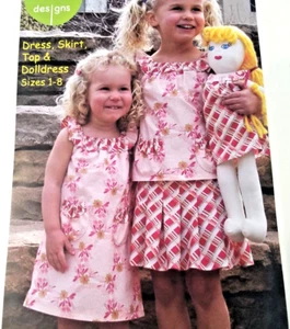 Olive Ann Designs 071 PATTYCAKE child DRESS SKIRT TOP 1-8 & Doll DRESS pattern - Picture 1 of 9