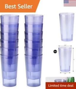 Stapelbare Getränkebecher - Bruchfester Kunststoff - 12 Unzen - 12er Set - Blau - Bild 1 von 11