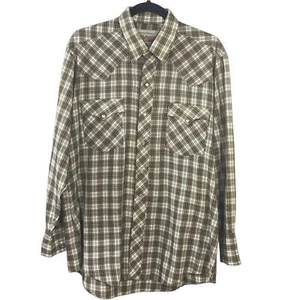 ATA Authentic Western Vintage Pearl Snap Plaid Checked Long Sleeve 16.5 (Large) - Picture 1 of 10