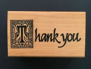 THANK YOU WORD SCRIPT VINTAGE PSX E-509 Wood Mounted Rubber Stamp - Picture 1 of 3