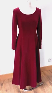 Abito vintage Laura Ashley rosso velluto taglia 14 per adattarsi 12 made in UK - Foto 1 di 11