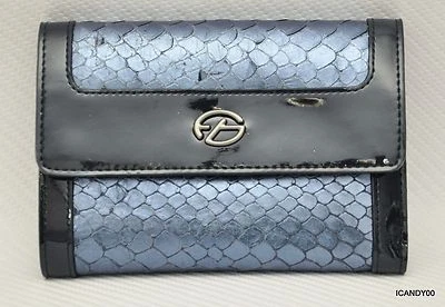 Nib Francesco Biasia FIONA 蛇皮翻盖钱包法式钱包 ~ 海军蓝 — 第 1/4 张图片