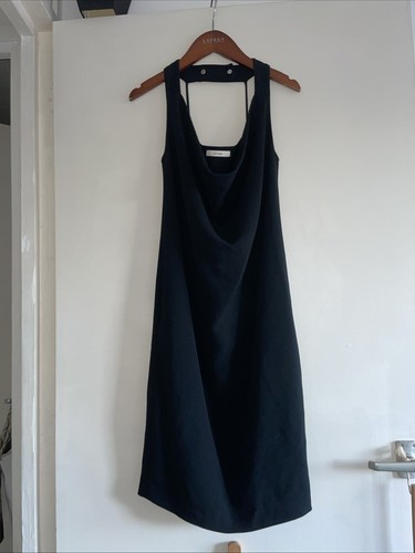 Abito nero Celine París con spalline posteriori mucca Cóctel taglia EU 34 US 2 UK XS