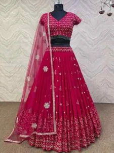 Abito da sposa finta georgette Lehenga Choli con dupatta per sposa - Foto 1 di 7