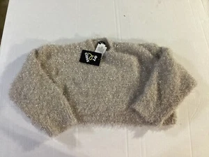 Art Class Sweater Girls Medium Tan Cropped Fuzzy - Picture 1 of 2