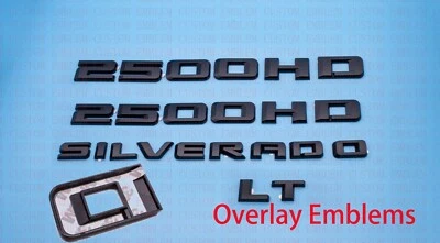 Sobreposição de emblema placa de identificação emblema Fit 2020-2024 preto fosco Silverado 2500HD LT - Imagem 1 de 4