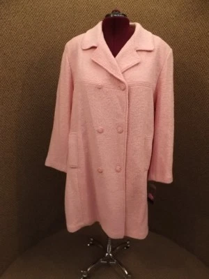 Super Classy NEW Komitor Pink Reversible Wool & Silk 3/4 Length Coat Womens 24W - Image 1 of 4