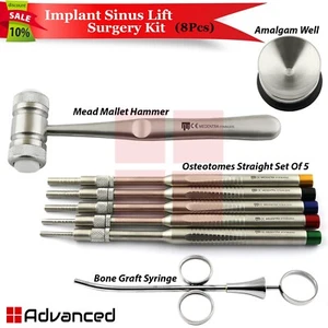 8er Set Zahnimplantat Sinus Lift Instrumente Offset Konkave Osteotome Holzhammer - Bild 1 von 6