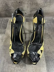 Giorgio Armani Women’s Colorblock PU Leather Pumps Black Size 39.5 (US 9.5) - Picture 1 of 12