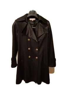 Vintage Via Spiga Trench Coat Double Breasted Black Jacket Women's size 6 - Picture 1 of 5