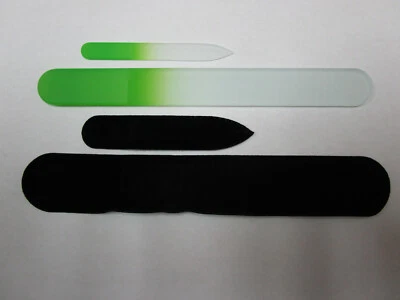 2-Pc Mont Bleu, Czech, Etched Crystal Glass, Lg and Sm Nail File Set (Hot Green) - Image 1 of 3