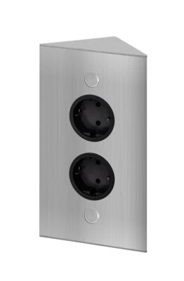 THEBO 2-fach Energie-Ecksäule ST 3007-2 in Edelstahl / Ecksteckdosen / Steckd...