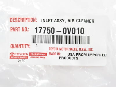 Entrada de admisión de aire genuina OEM Toyota 17750-0V010 2009-2015 Venza 2010-2011 Camry Foto 1 de 4