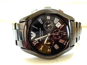 Emporio Armani Men's Chronograph Black Ceramic Bracelet watch $495.00 NICE! - Picture 1 of 9