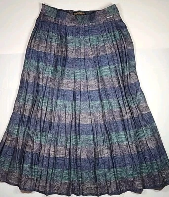 Юбка миди из шерстяной смеси Geiger Austria размер 38 в цветочную полоску плиссированные текстурированные недостатки - Изображение 1 из 4