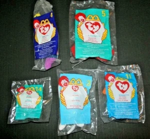 TY Inch, Flip, Coral, Pinchers, Waddlie Teenie Beanie Babies McDonalds NIP - Picture 1 of 12