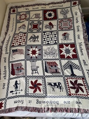 Tapiz de algodón vintage arte popular campo retazos 72"x54" Foto 1 de 4