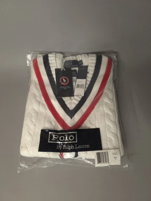 Polo Ralph Lauren Suéter Chaleco Para Hombres L Blanco 2008 Juegos Olímpicos de Beijing Raro Nuevo Foto 1 de 4