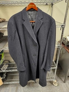 Jos A Bank Charcoal Gray Wool Blend Overcoat 46L - Picture 1 of 14