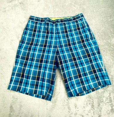 Louis Raphael Golf Shorts Mens 34 Blue Plaid Slash Pockets Flat Front Preppy - Image 1 of 4