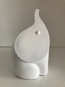 Jonathan Adler White Elephant Single Bookend Mid-Century Modern 7.5" Trunk Up - Picture 1 of 14