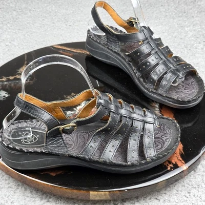 Ariat Womens Sandals US 7.5B Leather Strappy Gladiator Black Casual 10009309 - Image 1 of 4