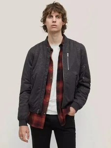 John Varvatos Men's Sutter Flight Jacket in Black-EU 44 US Small O2128Y3-DAYA - Picture 1 of 9