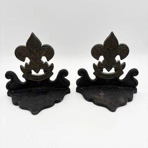 Vintage Be Prepared Boy Scouts of America BSOA Book Ends Cast Iron - Picture 1 of 11