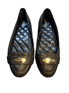 Ballerine Michael Kors MK Plate Moc da donna taglia 9,5 nere e oro - Foto 1 di 11