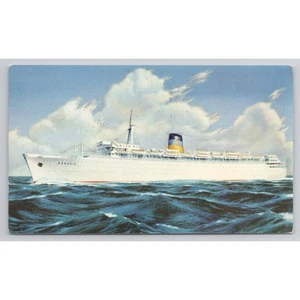 Postal de recuerdo de viaje QSS Arkadia línea griega Ocean Liner barco - Imagen 1 de 2