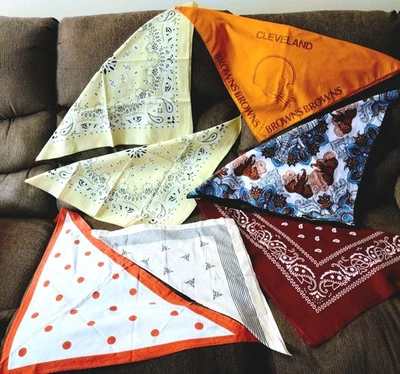 Lote de 4 BANDANAS VINTAGE PARA HOMBRES MARRONES Algodón etc ELEFANTE Logo Pañuelo Colorido Foto 1 de 4