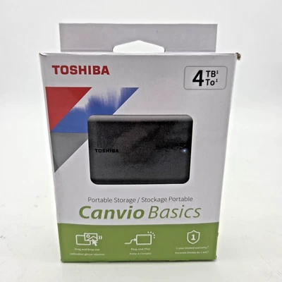 Toshiba Canvio Basics 4TB Portable External Hard Drive USB 3.0, Black DTB540 - Image 1 of 4