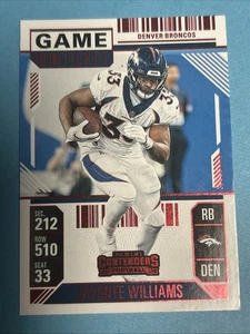 2024 Panini Contenders - Javonte Williams #29 Red Game Ticket - Picture 1 of 4