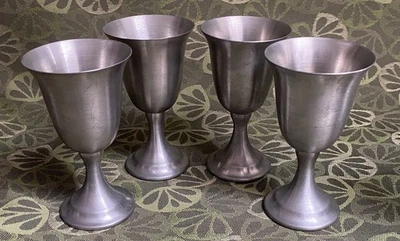 "4 copas de peltre Leonard vintage pesadas peltre genuino EE. UU. 51/4""-70 mediados de siglo" Foto 1 de 3