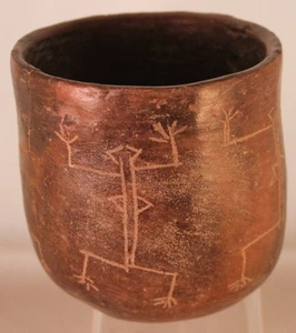 Taza de cerámica precolombina Michoacán con motivo de lagarto - Imagen 1 de 6