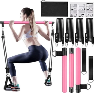 Pilates Bar Kit with Resistance Bands(4 x Bands),3-Section Pilates Bar with S... - Picture 1 of 8