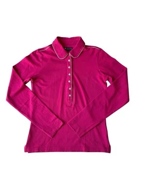 Aquascutum Polo Shirt Women's Small Pink Long Sleeve Button Up Designer - Image 1 of 4