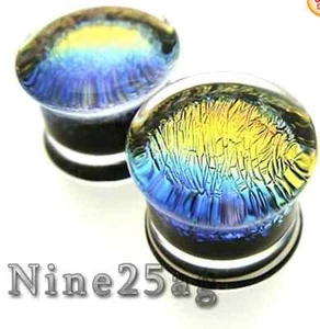 NEUES DESIGN Dichro Pyrex REGENBOGEN 00G Stecker Körperschmuck - Bild 1 von 1