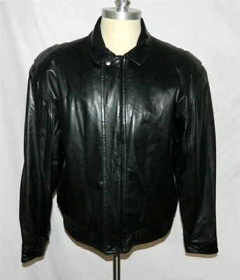 Chaqueta Neiman Marcus Negra 100% Cuero Cremallera Completa Talla 44 Foto 1 de 4