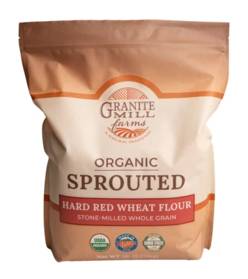 Granite Mill Farms Stone Ground Sprouted Organic Hard Red Wheat Flour, 5 lb