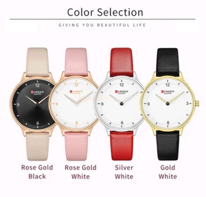 CURREN Women Watch Simple Dial Leather Wristwatch Lady Girls Sport Watches Gift - Picture 1 of 23
