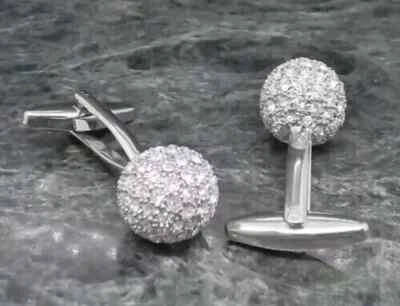 3 Ct Round Cut Lab-Created Diamond Cluster Men's Cufflinks 14K White Gold Plated - Image 1 of 4