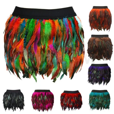 Fashion Girls Womens Feather Skirt Fake Feathers Mini Skirts Cosplay Costume - Image 1 of 4